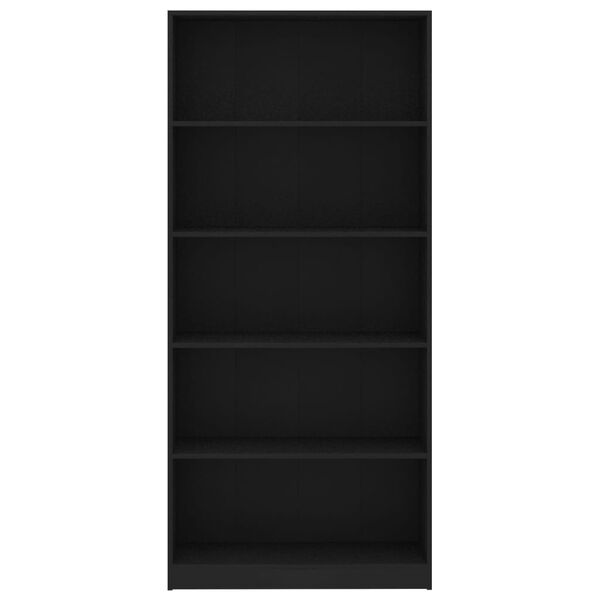 vidaXL Βιβλιοθήκη με 5 Ράφια Μαύρη 80 x 24 x 175 εκ. από Επεξ. Ξύλο