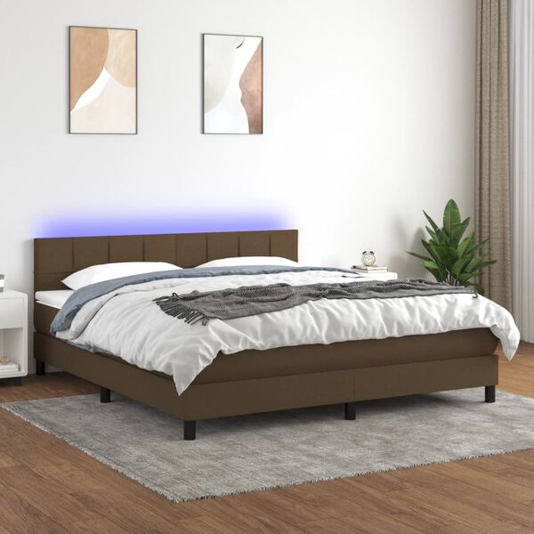 vidaXL &Kappa;&rho;&epsilon;&beta;ά&tau;&iota; Boxspring &mu;&epsilon; &Sigma;&tau;&rho;ώ&mu;&alpha; & LED &Sigma;&kappa;.&Kappa;&alpha;&phi;έ 180x200&epsilon;&kappa;. &Upsilon;&phi;&alpha;&sigma;&mu;ά&tau;&iota;&nu;&omicron;