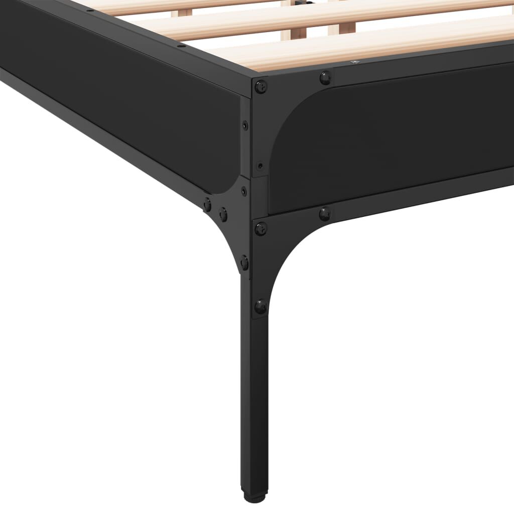 vidaXL Πλαίσιο Κρεβατιού Μαύρο 160 x 200 εκ. Επεξ. Ξύλο & Μέταλλο