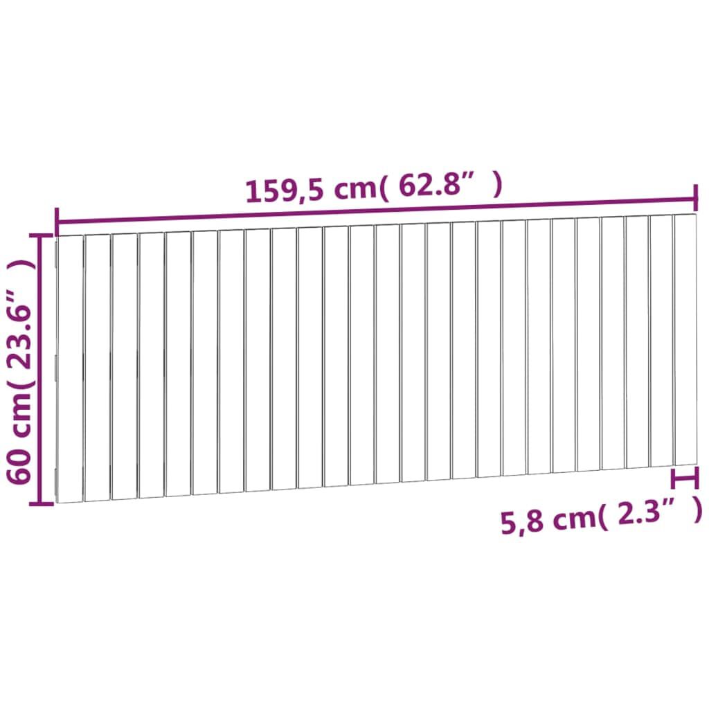 vidaXL Κεφαλάρι Τοίχου Γκρι 159,5x3x60 εκ. από Μασίφ Ξύλο Πεύκου