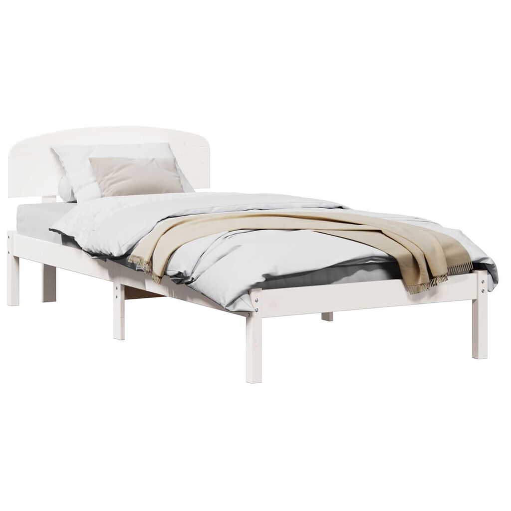 vidaXL Σκελετός Κρεβατιού Λευκό 75 x 190 cm Μασίφ ξύλο πεύκου