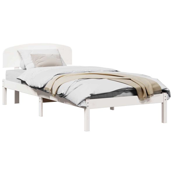 vidaXL Σκελετός Κρεβατιού Λευκό 75 x 190 cm Μασίφ ξύλο πεύκου