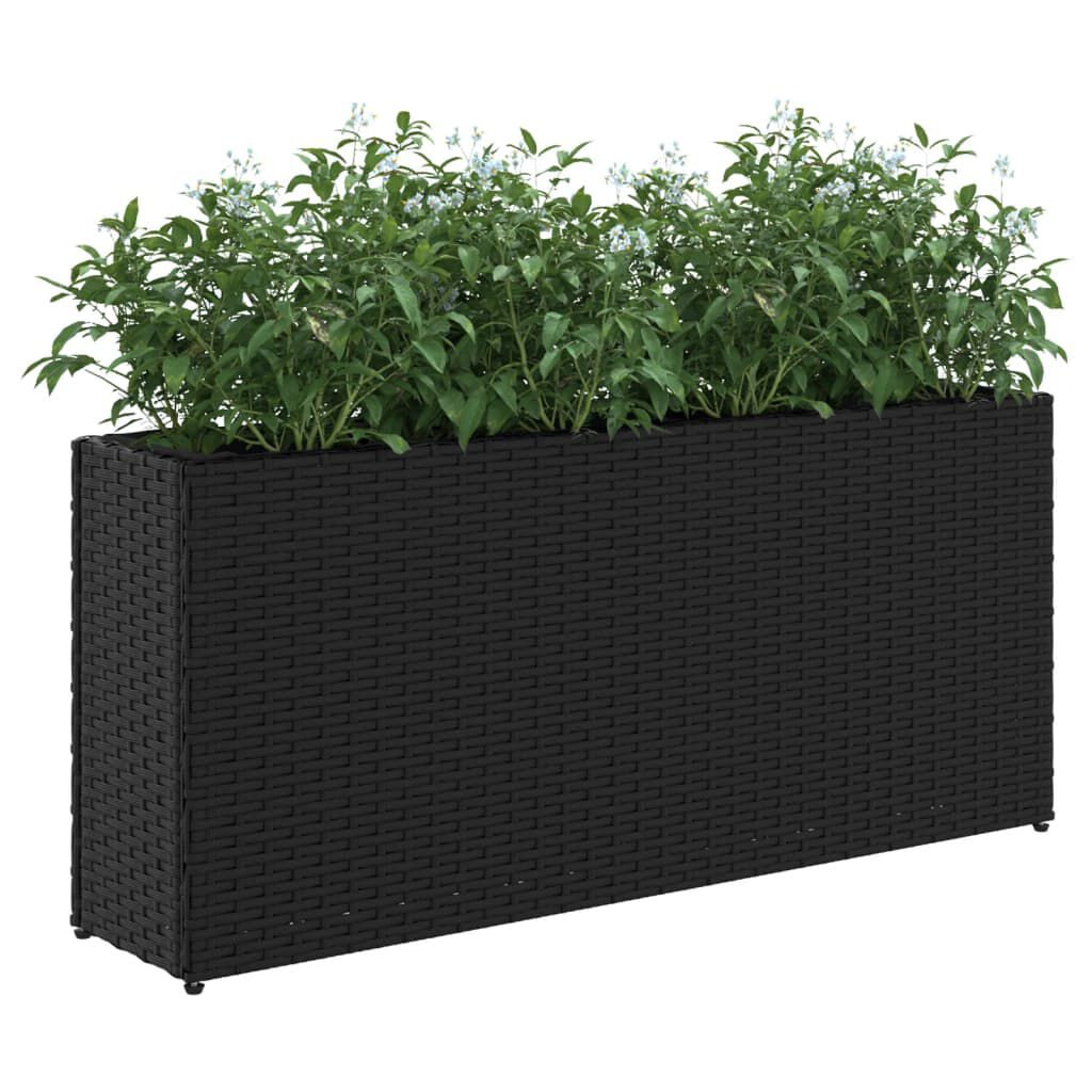 vidaXL Ζαρντινιέρα Κήπου Μαύρη 90x20x40εκ. Συνθ. Ρατάν με 2 Γλάστρες