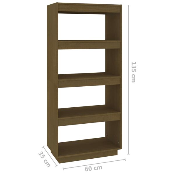 vidaXL Βιβλιοθήκη/Διαχωριστικό Χώρου Μελί 60x35x135 εκ. Μασίφ Πεύκο