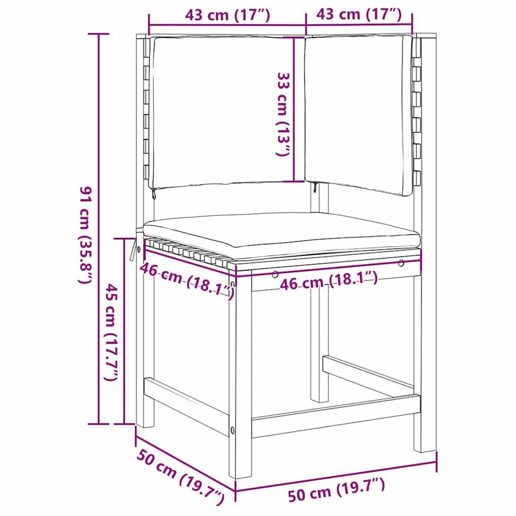 vidaXL Σετ Παγκάκι Κήπου 5 pcs Καφέ Μασίφ ξύλο ακακίας