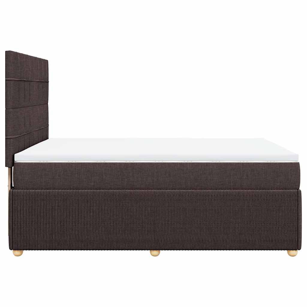vidaXL Κρεβάτι Boxspring με Στρώμα Σκούρο Καφέ 140x200 εκ Υφασμάτινο