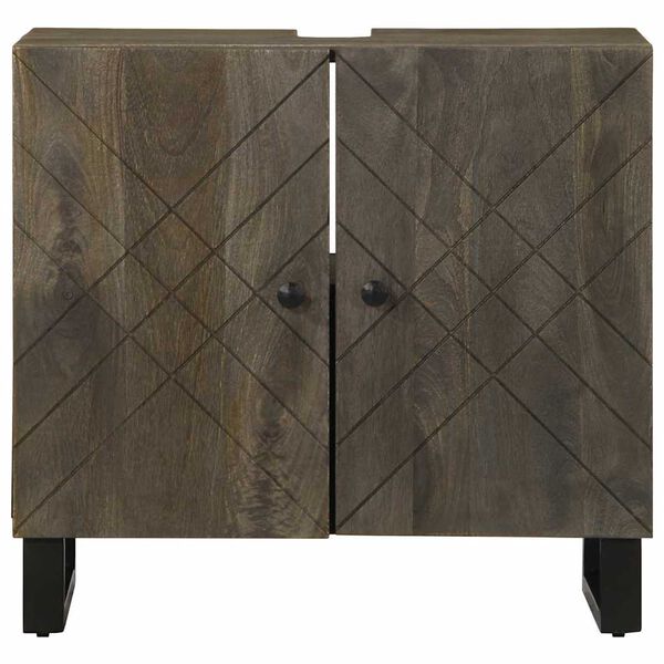 vidaXL νιπτήρας ντουλάπι μαύρο 62x33x58 cm μασίφ ξύλο Μάνγκο
