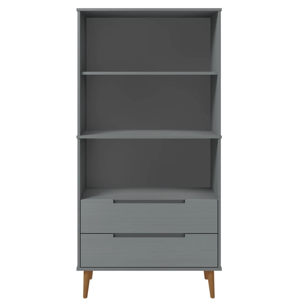 vidaXL Βιβλιοθήκη MOLDE Γκρι 85x35x170,5 εκ. από Μασίφ Ξύλο Πεύκου