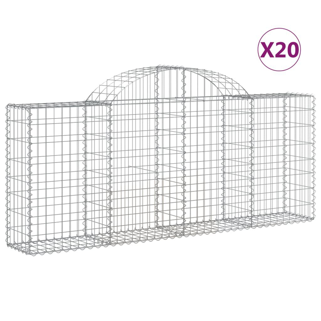 vidaXL Συρματοκιβώτια Τοξωτά 20 τεμ. 200x30x80/100 εκ. Γαλβαν. Ατσάλι