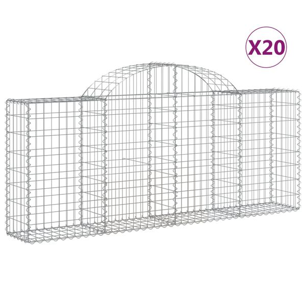 vidaXL Συρματοκιβώτια Τοξωτά 20 τεμ. 200x30x80/100 εκ. Γαλβαν. Ατσάλι