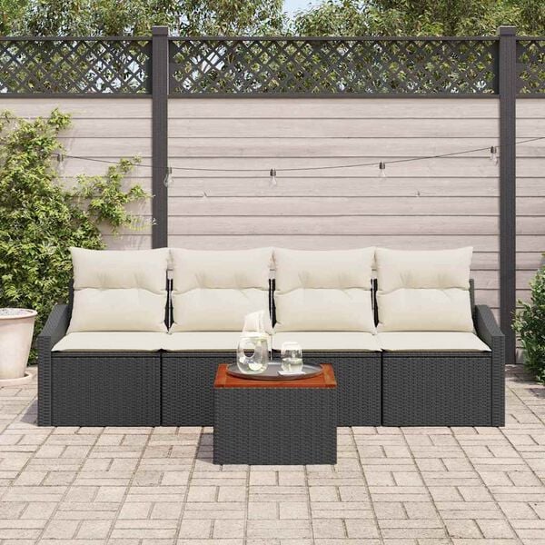 vidaXL Σετ Καναπέ Κήπου 5 pcs Μαύρο και λευκό