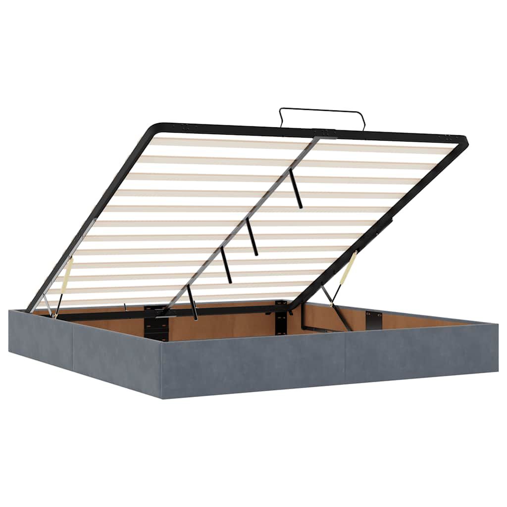 vidaXL Οθωμανικό κρεβάτι με στρώμα & LEDs Σκούρο γκρι 180x200cm Velvet