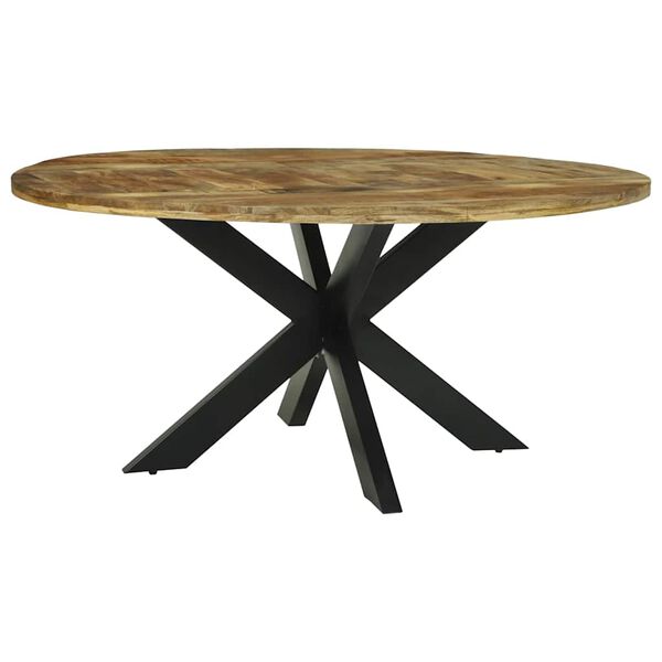 vidaXL Τραπεζαρία Μαύρη δρυς 160 x 160 x 76 cm ακατέργαστο ξύλο μάνγκο