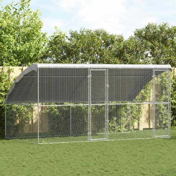 vidaXL Κλουβί για κότες Ασημί 400 x 200 x 198.5 εκ