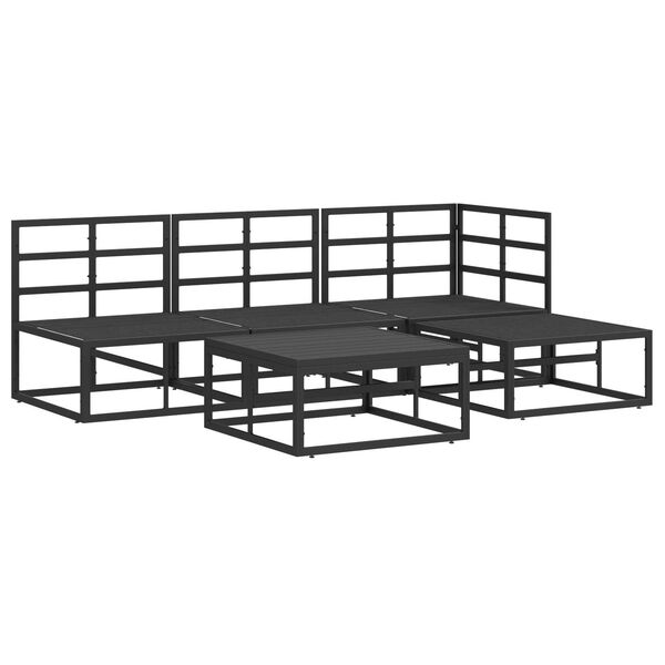 vidaXL Σετ Καναπέ Κήπου 5 pcs Μαύρο 70 x 70 x 32 εκ Αλουμίνιο
