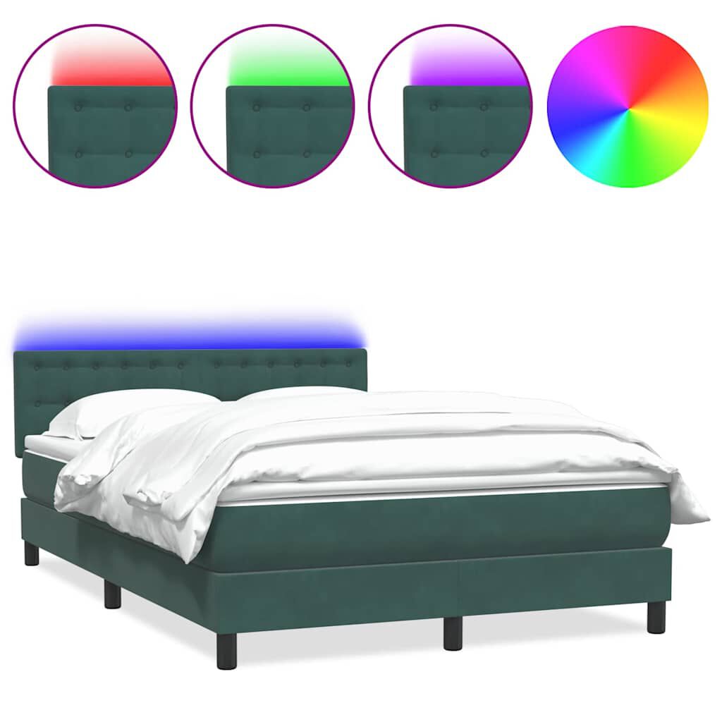 vidaXL Box Spring Κρεβάτι με στρώμα Σκούρο πράσινο 140x220cm Βελούδινο