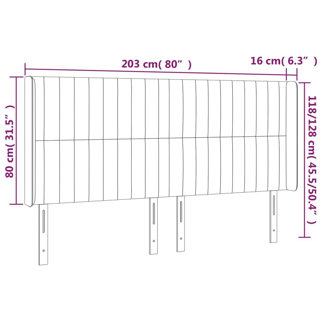 vidaXL Κεφαλάρι Κρεβατιού LED Σκούρο Γκρι 203x16x118/128εκ. Υφασμάτινο