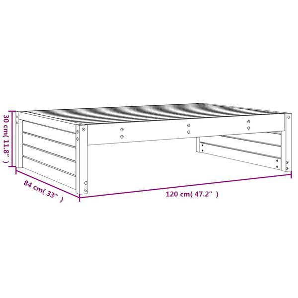 vidaXL Υποπόδιο Κήπου Μαύρο 120 x 80 εκ. από Μασίφ Ξύλο Πεύκου