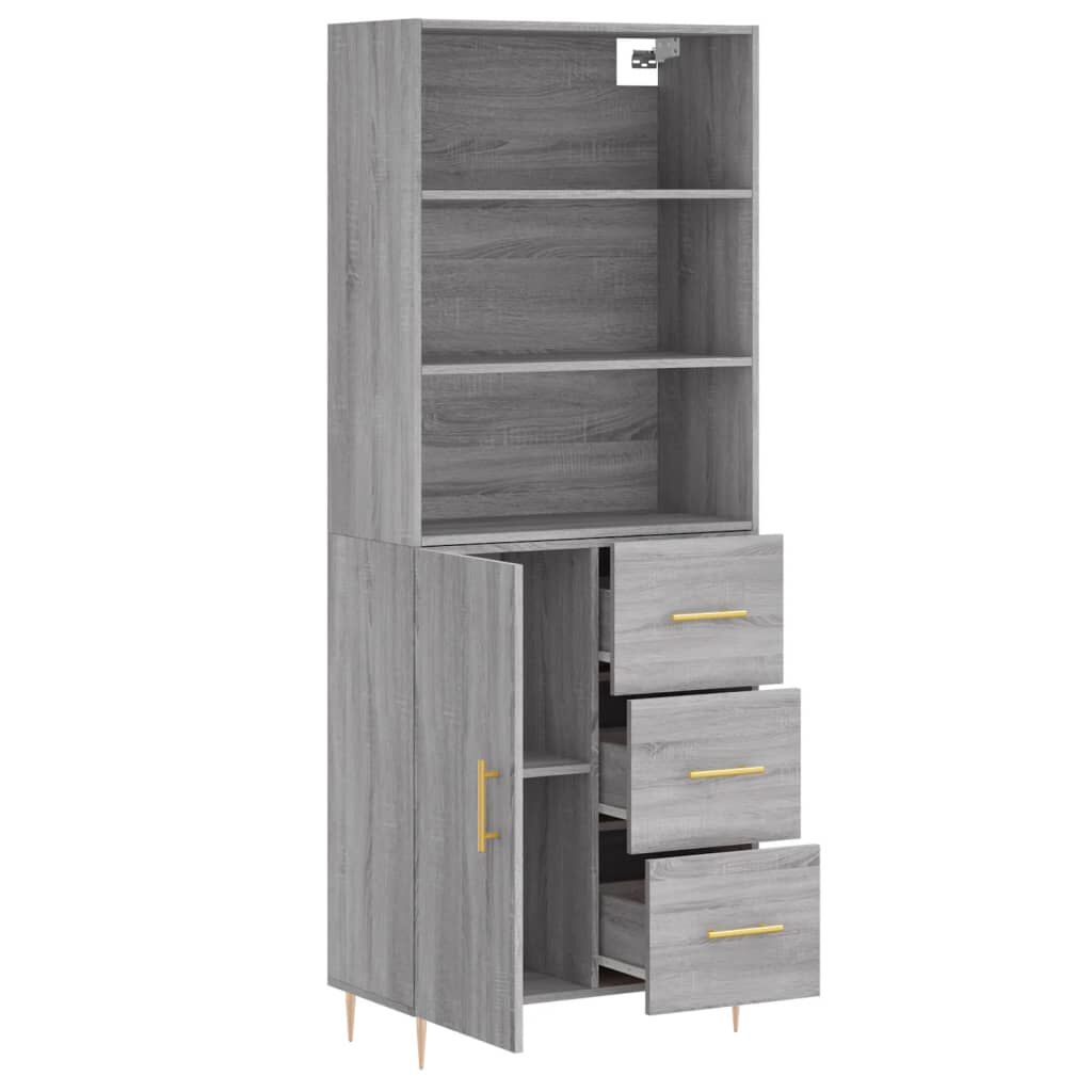 vidaXL Ντουλάπι Γκρι Sonoma 69,5 x 34 x 180 εκ. Επεξεργασμένο Ξύλο