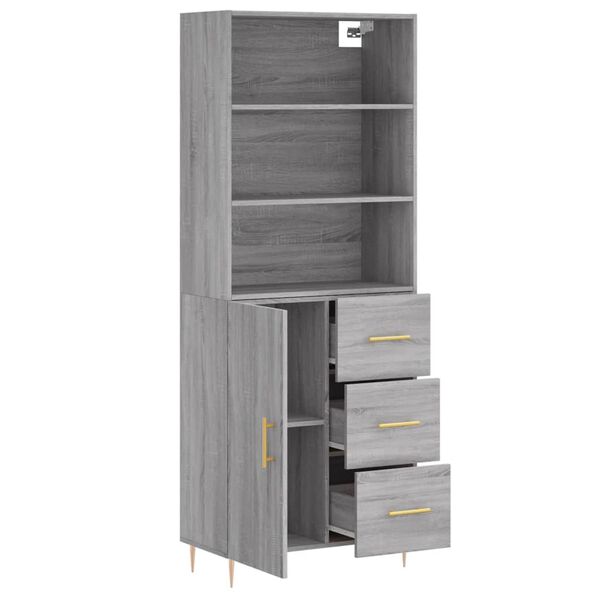 vidaXL Ντουλάπι Γκρι Sonoma 69,5 x 34 x 180 εκ. Επεξεργασμένο Ξύλο