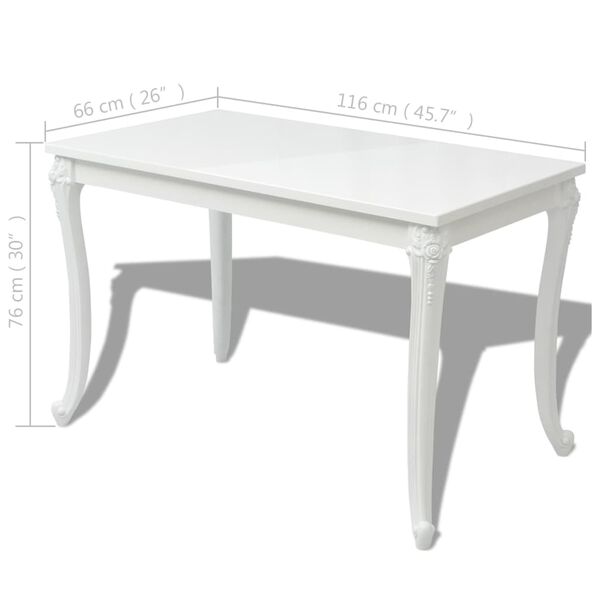 vidaXL Τραπεζαρία Γυαλιστερή Λευκή 116 x 66 x 76 εκ.