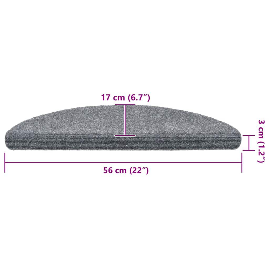 vidaXL Πατάκια Σκάλας Αυτοκόλ. 5 τεμ. Αν. Γκρι 56x17x3 εκ Βελονιασμένα