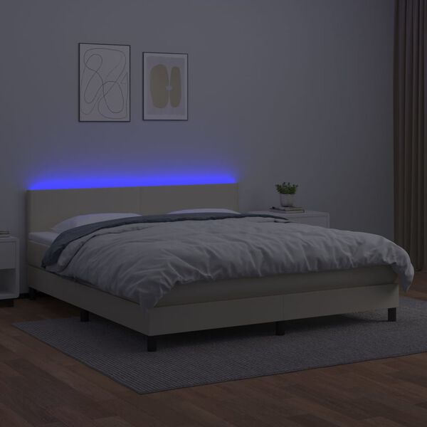 vidaXL &Kappa;&rho;&epsilon;&beta;ά&tau;&iota; Boxspring &mu;&epsilon; &Sigma;&tau;&rho;ώ&mu;&alpha; & LED &Kappa;&rho;&epsilon;&mu; 180x200 &epsilon;&kappa;. &Sigma;&upsilon;&nu;&theta;. &Delta;έ&rho;&mu;&alpha;