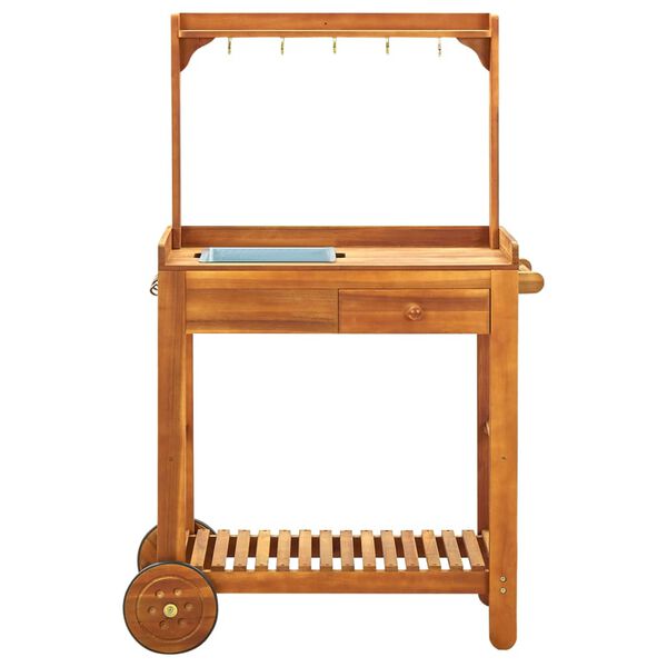 vidaXL Τρόλεϊ Κουζίνας/Κήπου 92x43,5x141,5 εκ. από Μασίφ Ξύλο Ακακίας
