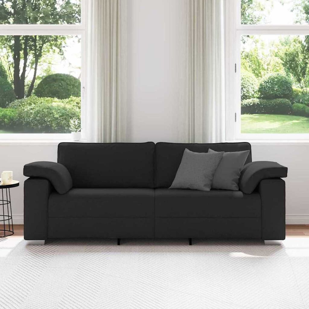 vidaXL Καναπές με μαξιλάρι Μαύρο 219 x 77 x 82 εκ ύφασμα