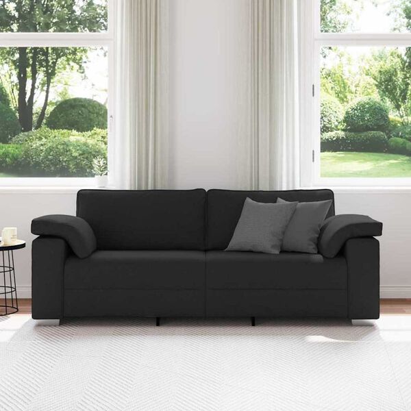 vidaXL Καναπές με μαξιλάρι Μαύρο 219 x 77 x 82 εκ ύφασμα