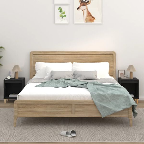 vidaXL Κομοδίνα 2 τεμ. Μαύρα 40 x 35 x 50 εκ.