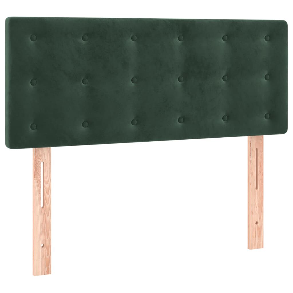 vidaXL Κρεβάτι Boxspring με Στρώμα Σκούρο Πράσινο 100x200εκ. Βελούδινο