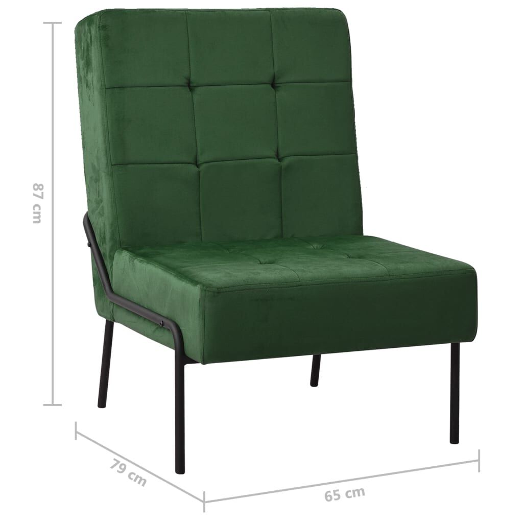 vidaXL Καρέκλα Χαλάρωσης 65 x 79 x 87 Σκούρο Πράσινο Βελούδινη
