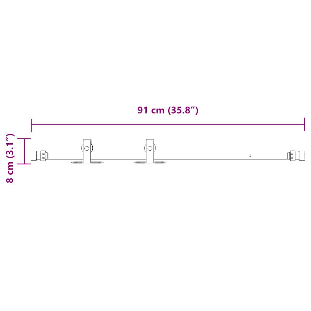 vidaXL Κιτ συρόμενης πόρτας γραφείου 91 cm από ανθρακούχο χάλυβα