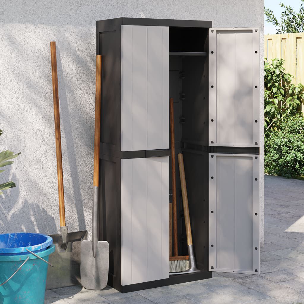 vidaXL Ντουλάπι Αποθ. Εξ. Χώρου Γκρι/Μαύρο 65x37x165εκ. Πολυπροπυλένιο