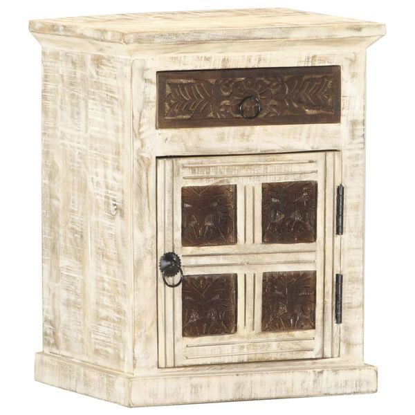 vidaXL Κομοδίνο Λευκό 40x30x50 εκ. από Μασίφ Ξύλο Μάνγκο