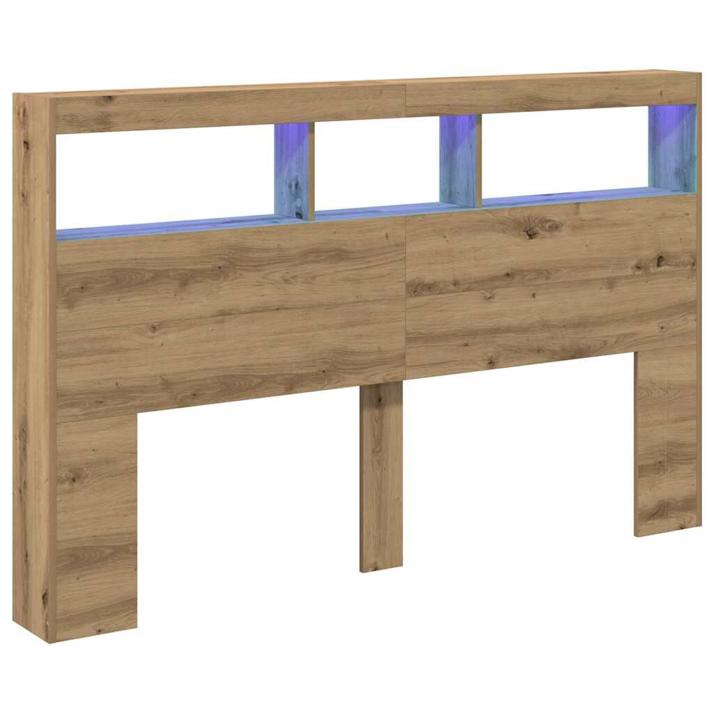vidaXL Κεφαλάρι με Αποθηκευτικό Χώρο & LED Artisan Δρυς 160x17x102 εκ.
