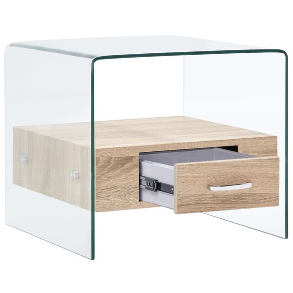 vidaXL Τραπεζάκι Σαλονιού με Συρτάρι 50 x 50 x 45 εκ. από Ψημένο Γυαλί