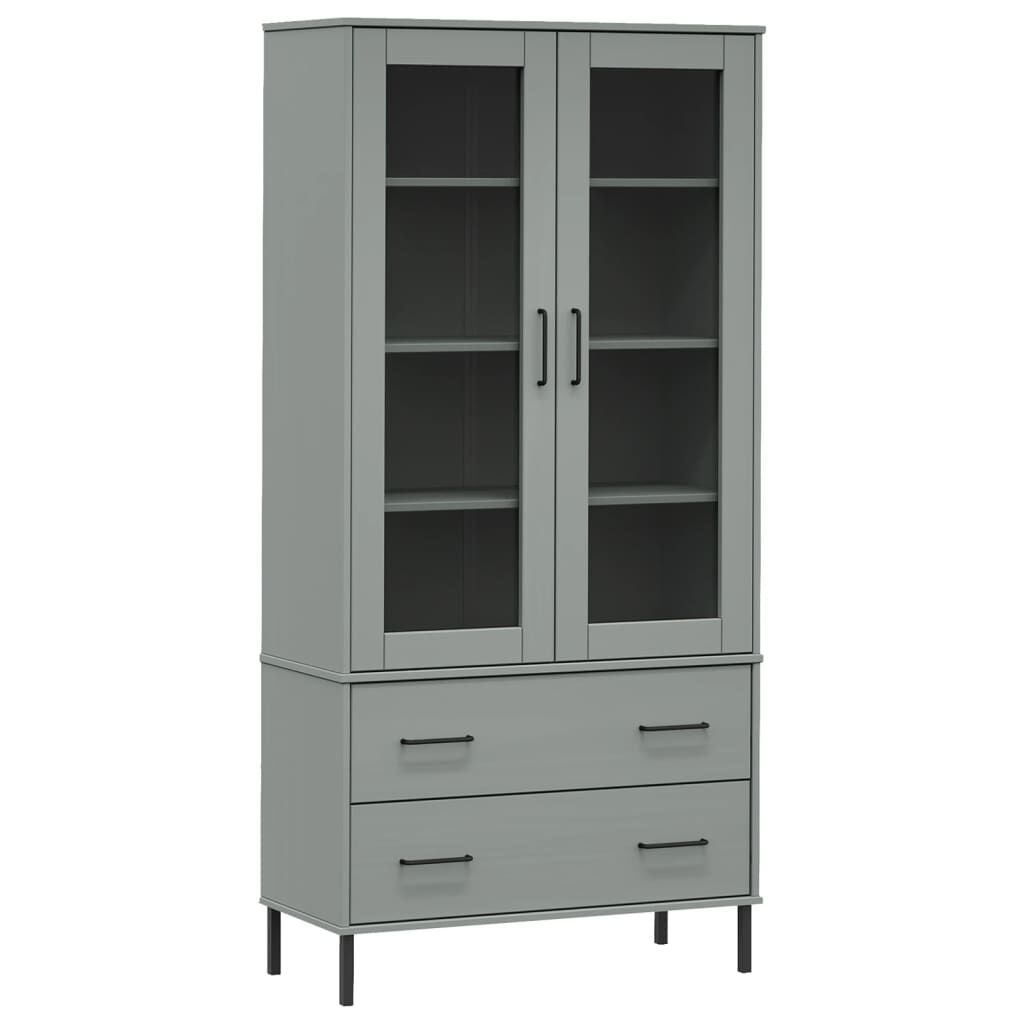 vidaXL Βιβλιοθήκη OSLO Γκρι 85x35x172,5 εκ. Μασίφ Ξύλο με Μεταλ. Πόδια