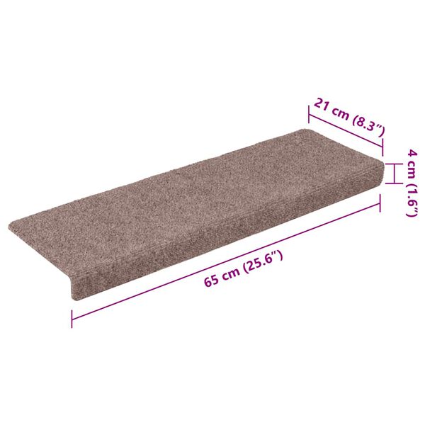 vidaXL Πατάκια Σκάλας 15 τεμ. Κρέμα 65x21x4 εκ. Βελονιασμένο Ύφασμα