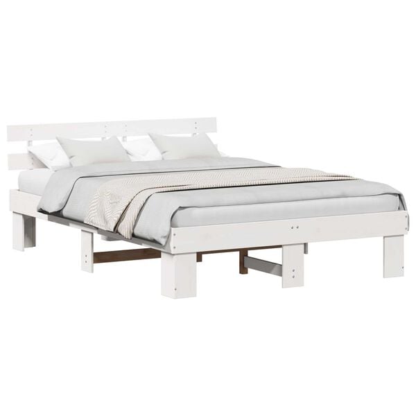 vidaXL Σκελετός Κρεβατιού Λευκό 150 x 200 cm Μασίφ ξύλο πεύκου
