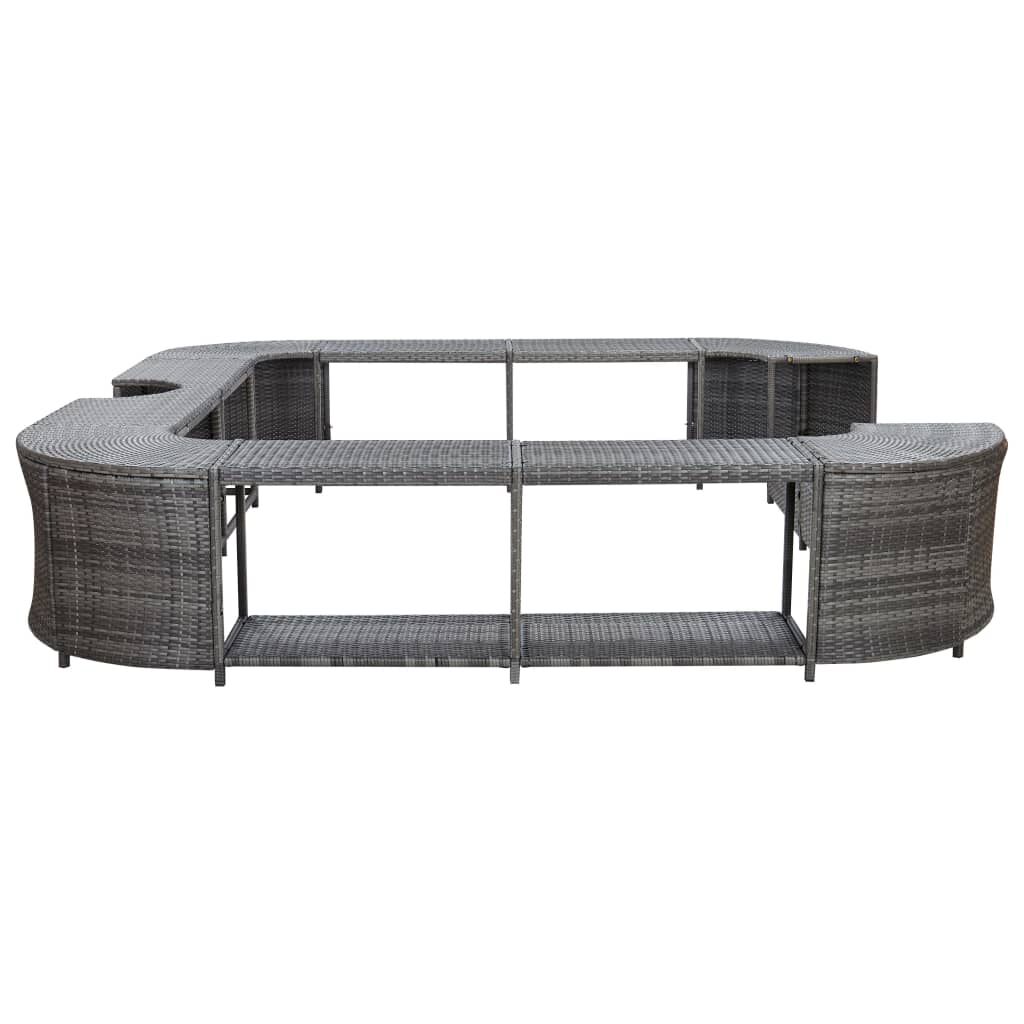 vidaXL Πλαίσιο Σπα/Υδρομασάζ Τετράγωνο Γκρι 268x268x55 εκ Συνθ. Ρατάν