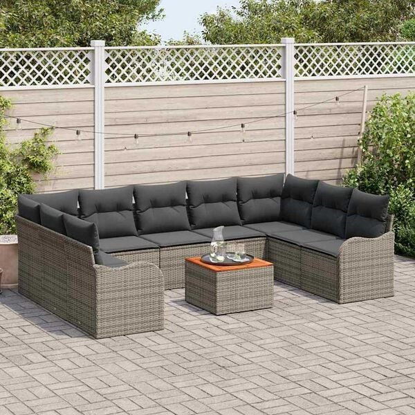 vidaXL Σετ Καναπέ Κήπου 10 pcs Γκρι