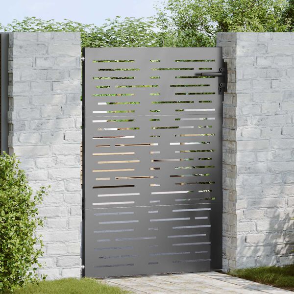vidaXL Πύλη Κήπου Μαύρο 105 x 150 cm Ατσάλι με Επικάλυψη Πούδρας