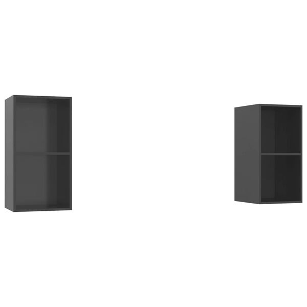 vidaXL Έπιπλα Τηλεόρασης Κρεμαστά 2 τεμ. Γυαλιστερό Γκρι Επεξ. Ξύλο