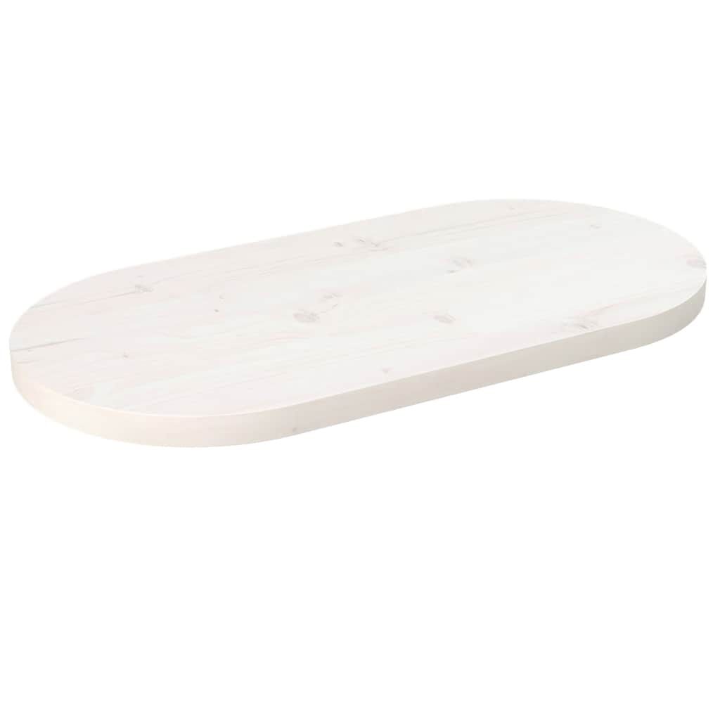 vidaXL Επιφάνεια Τραπεζιού Οβάλ Λευκή 60x30x2,5 εκ. Μασίφ Ξύλο Πεύκου