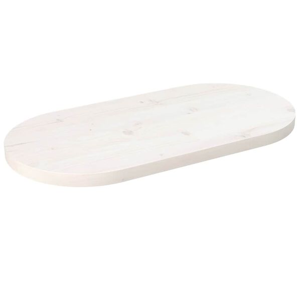 vidaXL Επιφάνεια Τραπεζιού Οβάλ Λευκή 60x30x2,5 εκ. Μασίφ Ξύλο Πεύκου