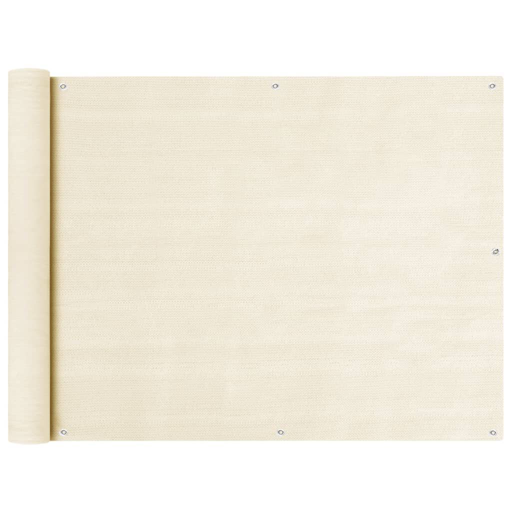 vidaXL Διαχωριστικό Βεράντας Κρεμ 90 x 600 εκ. από HDPE