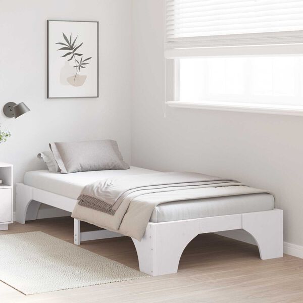 vidaXL Κρεβάτι Λευκό 90x200 cm από Μασίφ Ξύλο Πεύκου