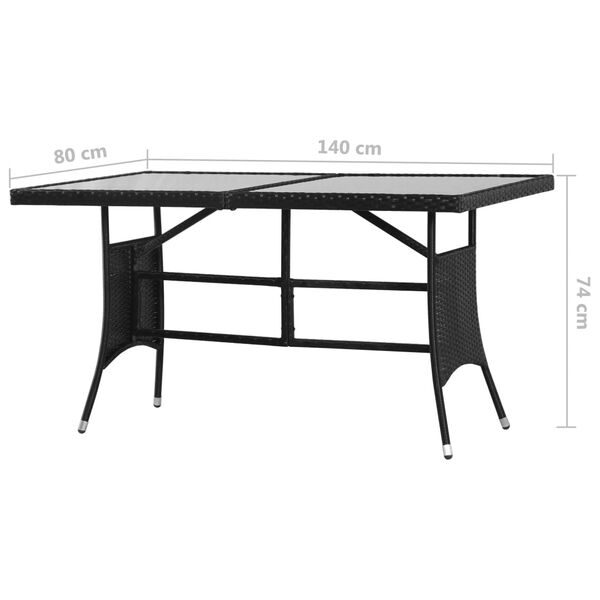 vidaXL Τραπέζι Κήπου Μαύρο 140 x 80 x 74 εκ. από Συνθετικό Ρατάν